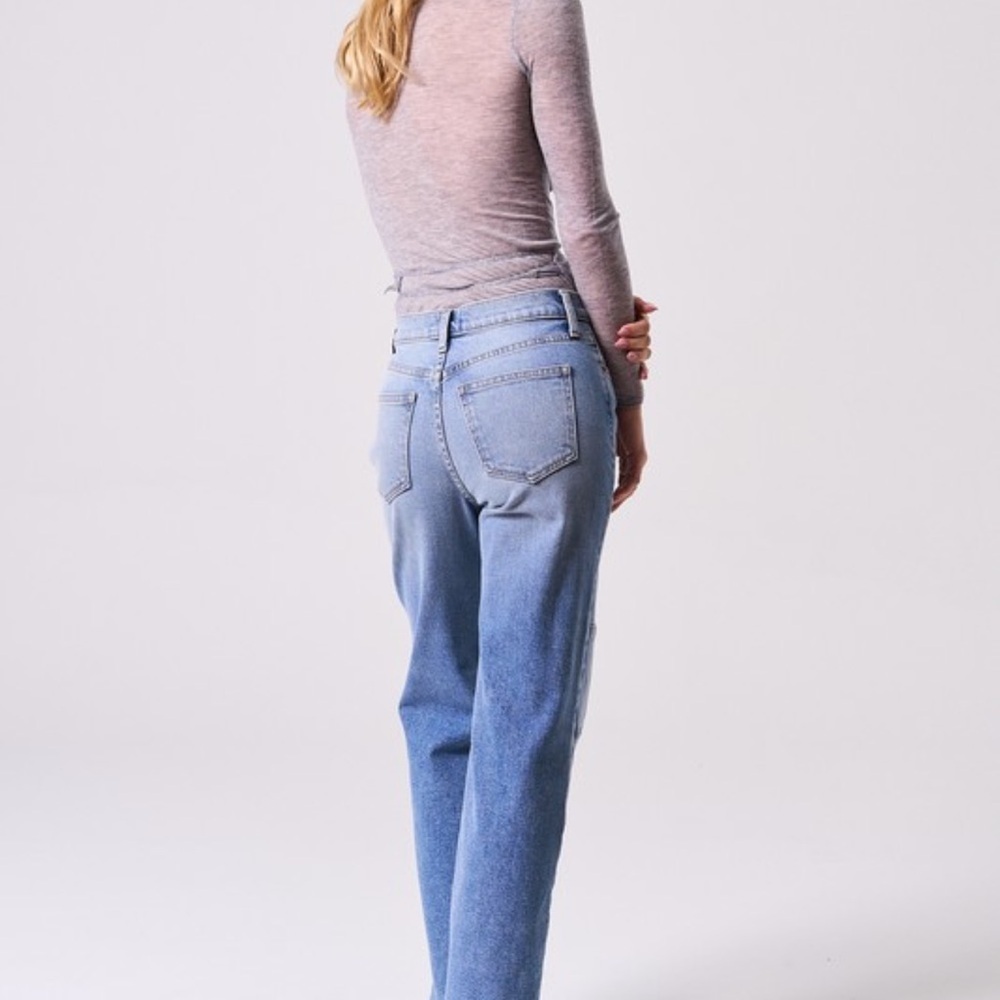 Women's Blue Patchwork Jeans wide leg new Sneak Peak  sz 3/4 26  5/6 27 - Picture 2 of 4